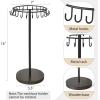 imageMkono Necklace Holder Metal Jewelry Display Stand Necklace Organizer with 22 Hooks for Storage and Hanging Bracelet Keychain Home Room Deocr for WomenWoodBlack