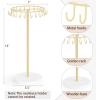 imageMkono Necklace Holder Metal Jewelry Display Stand Necklace Organizer with 22 Hooks for Storage and Hanging Bracelet Keychain Home Room Deocr for WomenWoodGold