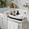 imageMkono Small Storage Basket for Toilet Tank Top Boho Bathroom Decor Woven Rope Toilet Paper Tray Organizer for Shelf Bedroom Living Room Brown and White 1 Pack 157quot L x 6quot WBlack and White