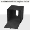 imageMkono Tissue Box Cover PU Leather Square Tissue Box Holder with Bottom Decorative Facial Cube Organizer for Bedroom Bathroom Dresser Vanity Countertop Night Stands Home Office Desk Black