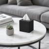 imageMkono Tissue Box Cover PU Leather Square Tissue Box Holder with Bottom Decorative Facial Cube Organizer for Bedroom Bathroom Dresser Vanity Countertop Night Stands Home Office Desk Black