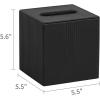 imageMkono Tissue Box Cover PU Leather Square Tissue Box Holder with Bottom Decorative Facial Cube Organizer for Bedroom Bathroom Dresser Vanity Countertop Night Stands Home Office Desk Black