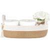 imageMkono Small Storage Basket for Toilet Tank Top Boho Bathroom Decor Woven Rope Toilet Paper Tray Organizer for Shelf Bedroom Living Room Brown and White 1 Pack 157quot L x 6quot WBrown and White