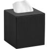imageMkono Tissue Box Cover PU Leather Square Tissue Box Holder with Bottom Decorative Facial Cube Organizer for Bedroom Bathroom Dresser Vanity Countertop Night Stands Home Office Desk Black