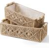 imageMkono Macrame Storage Baskets Boho Decor Box Handmade Woven Decorative Countertop Toilet Tank Shelf Cabinet Organizer for Bedroom Livingroom Home Set of 2 GreenBrown