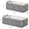 imageMkono Macrame Storage Baskets Boho Decor Box Handmade Woven Decorative Countertop Toilet Tank Shelf Cabinet Organizer for Bedroom Livingroom Home Set of 2 GreenGrey