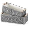 imageMkono Macrame Storage Baskets Boho Decor Box Handmade Woven Decorative Countertop Toilet Tank Shelf Cabinet Organizer for Bedroom Livingroom Home Set of 2 GreenGrey