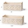 imageMkono Macrame Storage Baskets Boho Decor Box Handmade Woven Decorative Countertop Toilet Tank Shelf Cabinet Organizer for Bedroom Livingroom Home Set of 2 GreenIvory