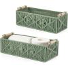 imageMkono Macrame Storage Baskets Boho Decor Box Handmade Woven Decorative Countertop Toilet Tank Shelf Cabinet Organizer for Bedroom Livingroom Home Set of 2 GreenGreen