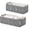 imageMkono Macrame Storage Baskets Boho Decor Box Handmade Woven Decorative Countertop Toilet Tank Shelf Cabinet Organizer for Bedroom Livingroom Home Set of 2 GreenGrey