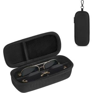 imageMkono Travel Sunglasses Organizer Glasses Case Multiple Pairs with Adjustable Slots Eyeglasses Case Storage Box for Men 2 Slots BlackBlack