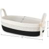 imageMkono Small Storage Basket for Toilet Tank Top Boho Bathroom Decor Woven Rope Toilet Paper Tray Organizer for Shelf Bedroom Living Room White and Brown 13quot L x 6quot WBlack and White