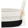 imageMkono Small Storage Basket for Toilet Tank Top Boho Bathroom Decor Woven Rope Toilet Paper Tray Organizer for Shelf Bedroom Living Room White and Brown 13quot L x 6quot WBlack and White