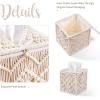 imageMkono Tissue Box Cover Boho Decor Square Tissues Holder with Bead Buckle Woven Macrame Napkin Facial Paper Organizer Home Desk Vanity Countertop Decor for Bathroom Bedroom Living Room Office IvoryIvory
