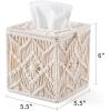 imageMkono Tissue Box Cover Boho Decor Square Tissues Holder with Bead Buckle Woven Macrame Napkin Facial Paper Organizer Home Desk Vanity Countertop Decor for Bathroom Bedroom Living Room Office IvoryIvory