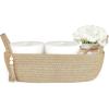 imageMkono Small Storage Basket for Toilet Tank Top Boho Bathroom Decor Woven Rope Toilet Paper Tray Organizer for Shelf Bedroom Living Room White and Brown 13quot L x 6quot WBrown