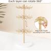 imageMkono Bracelet Holder Gold Metal Rotating Bracelet Display Stand 3 Tier Jewelry Tower rack with 36 Hooks and Wood Base Modern Adjustable Storage Organizer Tree for Selling KeyChain Bangle Accessories