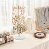 imageMkono Bracelet Holder Gold Metal Rotating Bracelet Display Stand 3 Tier Jewelry Tower rack with 36 Hooks and Wood Base Modern Adjustable Storage Organizer Tree for Selling KeyChain Bangle Accessories