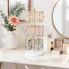 imageMkono Bracelet Holder Gold Metal Rotating Bracelet Display Stand 3 Tier Jewelry Tower rack with 36 Hooks and Wood Base Modern Adjustable Storage Organizer Tree for Selling KeyChain Bangle Accessories