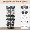 imageMkono 360 Rotating Sunglasses Organizer Metal Eyeglass Holder Stand Sunglass Storage Display Eyeglasses Rack for up to 10 Pairs of Eyewear Glasses for Table Dresser Desk Countertop Bedroom GoldBlack