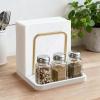 imageMkono Napkin Holder for Table Farmhouse Black Wooden Napkin Dispenser Rustic Paper Napkin Storage for Kitchen Dining Room Coffee Bar Salt and Pepper Shakers not Included WhiteWhite