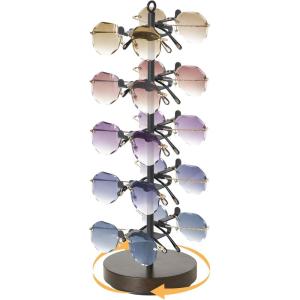 imageMkono 360 Rotating Sunglasses Organizer Metal Eyeglass Holder Stand Sunglass Storage Display Eyeglasses Rack for up to 10 Pairs of Eyewear Glasses for Table Dresser Desk Countertop Bedroom GoldBlack