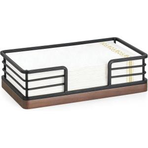 imageMkono Guest Towel Holder Tray for Bathroom Napkins Holder for Table Wooden Rectangle Disposable Hand Towel Basket for Kitchen Counter Dining Room Vanity Coffee Bar Party