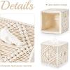 imageMkono Tissue Box Cover Macrame Square OpenBottom Tissue Box Holder Boho Decor Tissue Organizer Bohemian Handmade Woven Tissue Cube Box for Bathroom Bedroom Dresser Living Room Office Dorm GreenIvory