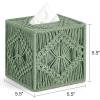 imageMkono Tissue Box Cover Macrame Square OpenBottom Tissue Box Holder Boho Decor Tissue Organizer Bohemian Handmade Woven Tissue Cube Box for Bathroom Bedroom Dresser Living Room Office Dorm GreenGreen