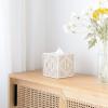 imageMkono Tissue Box Cover Macrame Square OpenBottom Tissue Box Holder Boho Decor Tissue Organizer Bohemian Handmade Woven Tissue Cube Box for Bathroom Bedroom Dresser Living Room Office Dorm GreenIvory