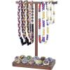 imageMkono Wooden Baseball Drip Necklace Organizer Holder Championship Ring Display Holder Softball Ring Holder Baseball Gifts for Boy Team Player Men Home Bedroom Decor