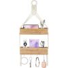 imageMkono Macrame Hanging Shelf for Bedside Shelf Organizer with Hooks Boho Wall Decor Cute Wood Floating Shelves for Girls Bedroom Dorm Nursery Wall Storage for Phone Remote Earphone Accessories