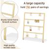 imageMkono 4Tier Earring Holder Organizer Stands Gold Metal Jewelry Display Rack for Hanging 74 Pairs of Earrings and Ear Studs Gifts for Women and Girls