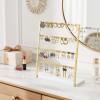 imageMkono 4Tier Earring Holder Organizer Stands Gold Metal Jewelry Display Rack for Hanging 74 Pairs of Earrings and Ear Studs Gifts for Women and Girls
