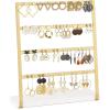 imageMkono 4Tier Earring Holder Organizer Stands Gold Metal Jewelry Display Rack for Hanging 74 Pairs of Earrings and Ear Studs Gifts for Women and Girls