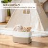 imageMkono Woven Storage Basket Cube Cotton Rope Basket for Shelves Clothes Toys Towels Books Rectangle Bin with Handles for Organizing Decorative Gift 13 x 10 x 9 Brown and White 1 PackBrown and White