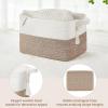 imageMkono Woven Storage Basket Cube Cotton Rope Basket for Shelves Clothes Toys Towels Books Rectangle Bin with Handles for Organizing Decorative Gift 13 x 10 x 9 Brown and White 1 PackBrown and White
