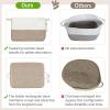 imageMkono Woven Storage Basket Cube Cotton Rope Basket for Shelves Clothes Toys Towels Books Rectangle Bin with Handles for Organizing Decorative Gift 13 x 10 x 9 Brown and White 1 PackBrown and White