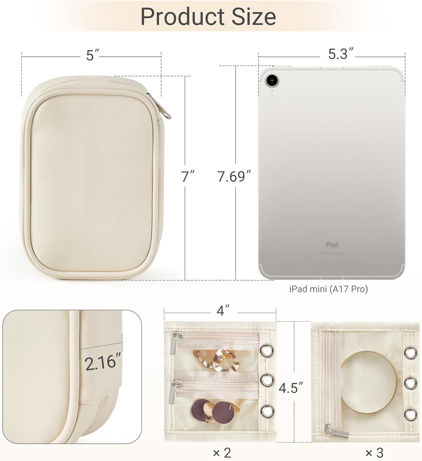 imageMkono Travel Jewelry Organizer Case Mini Jewelry Bag Storage Book with Adjustable Binders for Necklaces Earrings Rings Bracelets Velvet Jewelry Pouch Bag Storage Ideal for Trips ampamp Gifts