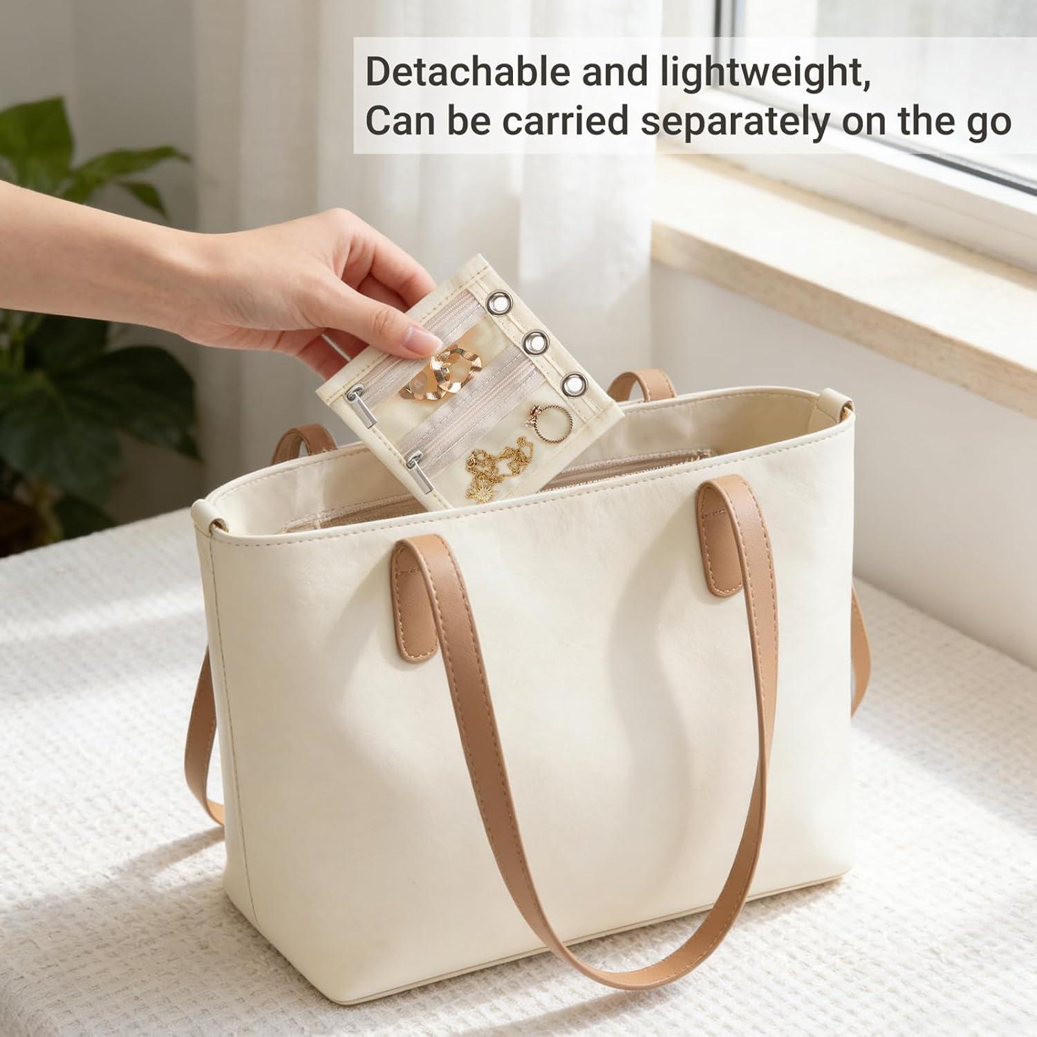 imageMkono Travel Jewelry Organizer Case Mini Jewelry Bag Storage Book with Adjustable Binders for Necklaces Earrings Rings Bracelets Velvet Jewelry Pouch Bag Storage Ideal for Trips ampamp Gifts