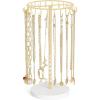 imageMkono Necklace Holder Metal Jewelry Display Stand Necklace Organizer with 30 Hooks for Storage and Hanging Bracelet Keychain Home Room Decor for WomenGoldGold
