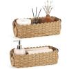 image:imageMkono Small Woven Basket for Organizing 2 Pack Paper Rope Baskets Decorative Storage Bins with Handle Cute Wicker Countertop Container Organizer for Shelves Living Room Bedroom Home Decor