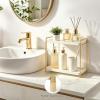 image:imageMkono Bathroom Counter Organizer 2 Tier Storage Shelf Wood Tray Metal Rack for Kitchen Coffee Station Vanity Home Office Countertop Sink Bathroom Decor for Cosmetic Skincare Perfume Gold and White