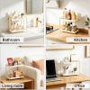 image:imageMkono Bathroom Counter Organizer 2 Tier Storage Shelf Wood Tray Metal Rack for Kitchen Coffee Station Vanity Home Office Countertop Sink Bathroom Decor for Cosmetic Skincare Perfume Gold and White