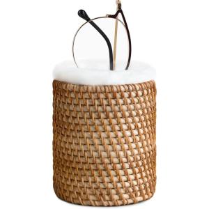 image:imageMkono Glasses Holder for Nightstand Rattan Protective Glasses Stand for Glass Eyeglass Organizer Holder for Desk TableBrown