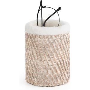 image:imageMkono Glasses Holder for Nightstand Rattan Protective Glasses Stand for Glass Eyeglass Organizer Holder for Desk TableWhite