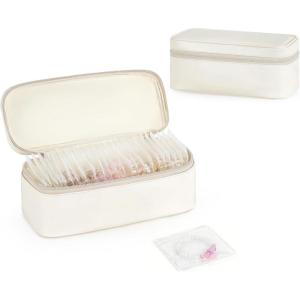 image:imageMkono Travel Jewelry Case Leather Travel Jewelry Organizer with 40 PVC Bags for Necklaces Earrings Rings Bracelets Jewelry Box Storage Ideal for Trips amp Gifts