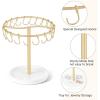 image:imageMkono Bracelet Holder Gold Bracelet Display Stand with Tray Metal Jewelry Organizer with 40 hooks Modern Storage Rack for KeyChain Accessories Selling Bedroom Decor Dressing Table