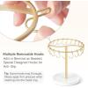 image:imageMkono Bracelet Holder Gold Bracelet Display Stand with Tray Metal Jewelry Organizer with 40 hooks Modern Storage Rack for KeyChain Accessories Selling Bedroom Decor Dressing Table
