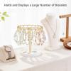 image:imageMkono Bracelet Holder Gold Bracelet Display Stand with Tray Metal Jewelry Organizer with 40 hooks Modern Storage Rack for KeyChain Accessories Selling Bedroom Decor Dressing Table